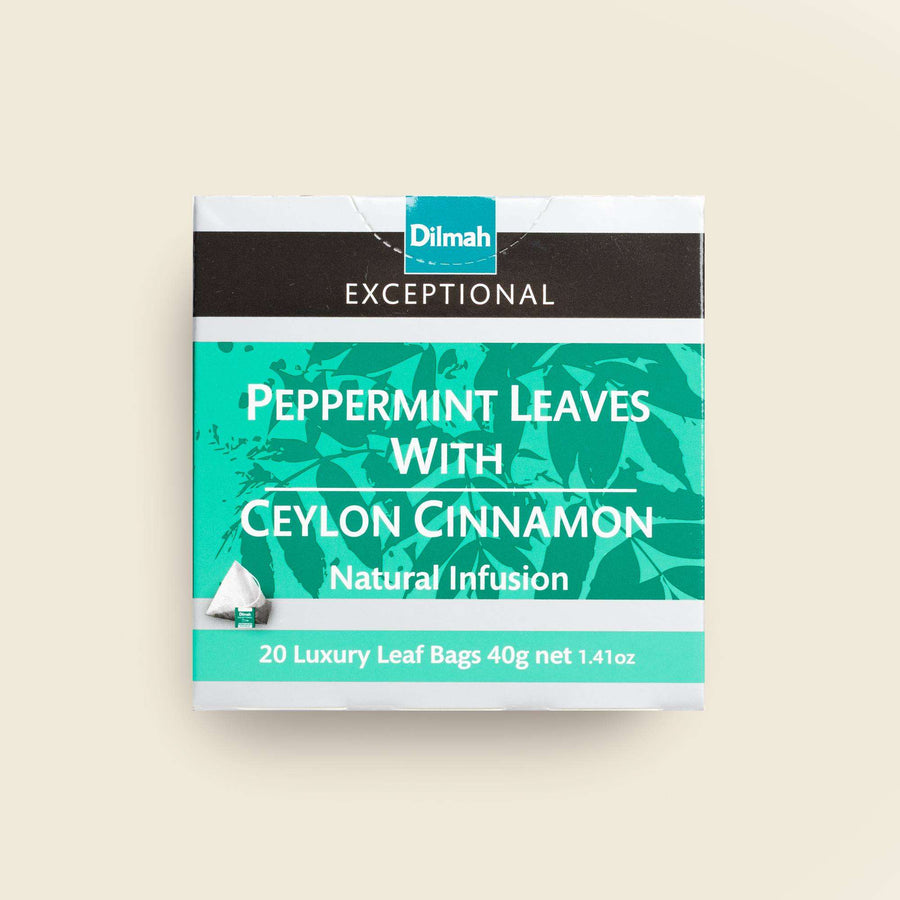 Exceptional Peppermint Leaves with Ceylon Cinnamon Natural Infusion-20 Luxury Leaf Tea Bags