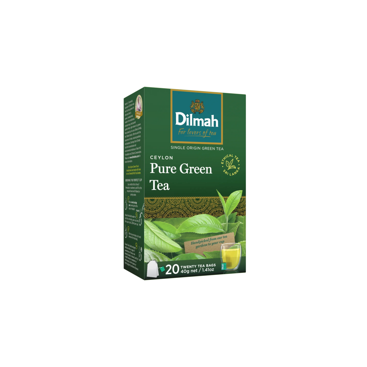 Ceylon Pure Green Tea-20 Tea Bags with Tag