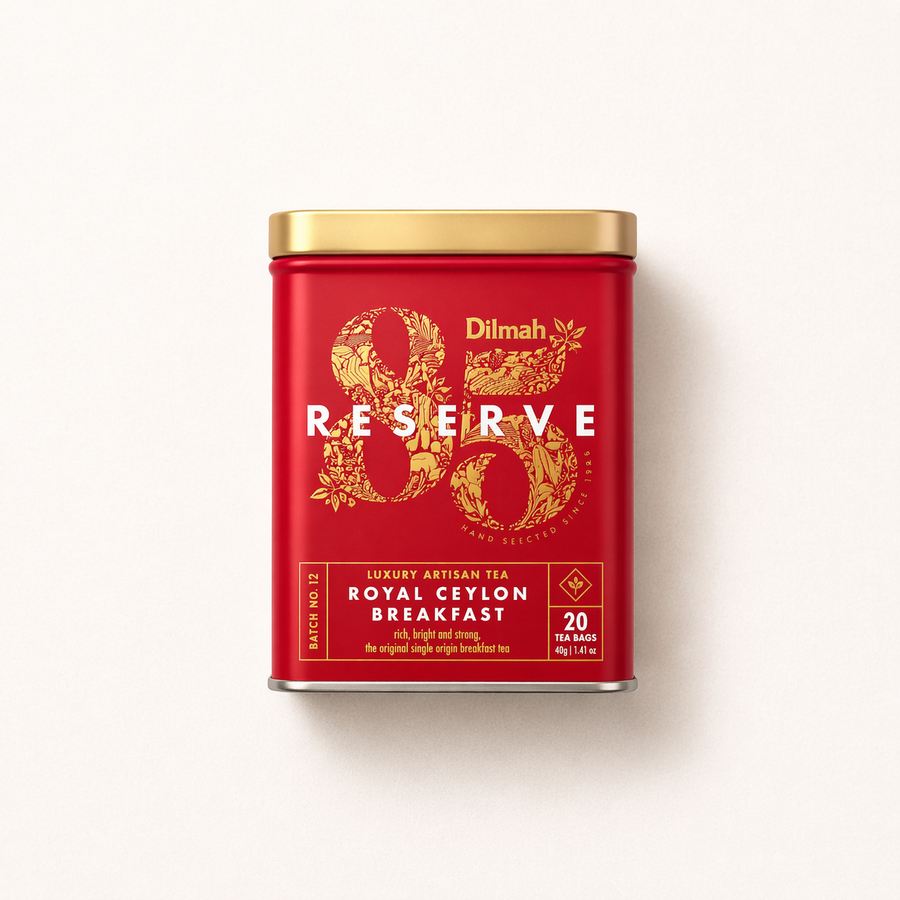 85 Reserve Royal Ceylon Breakfast Black Tea Tin Caddy-20 Luxury Leaf Tea Bags