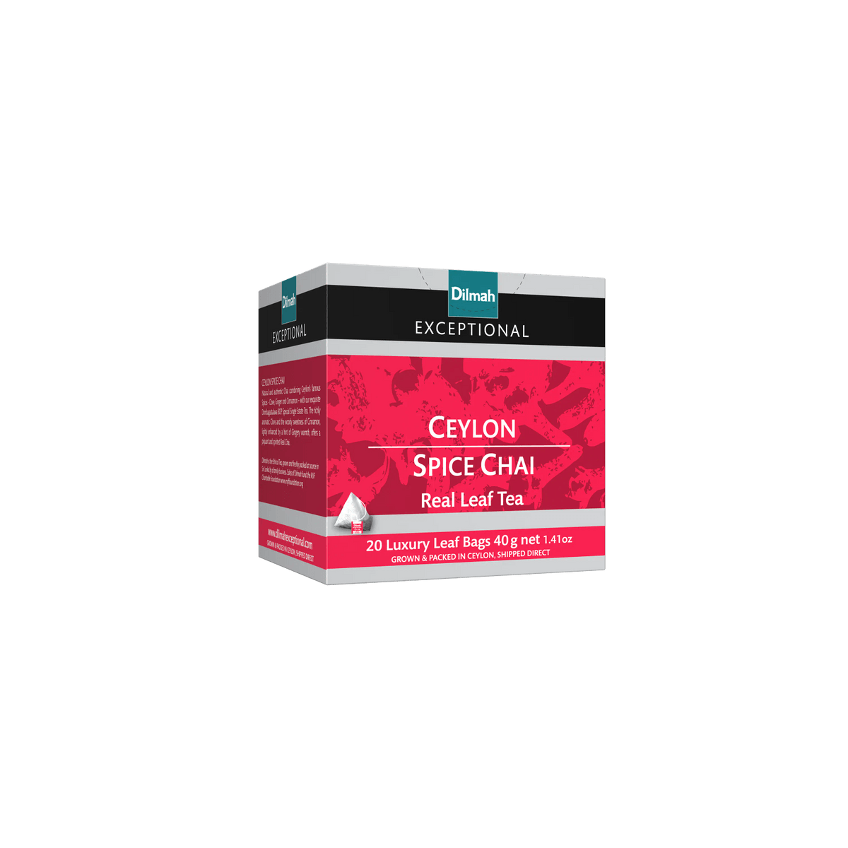 Exceptional Ceylon Spice Chai Special Black Tea-20 Luxury Leaf Tea Bags