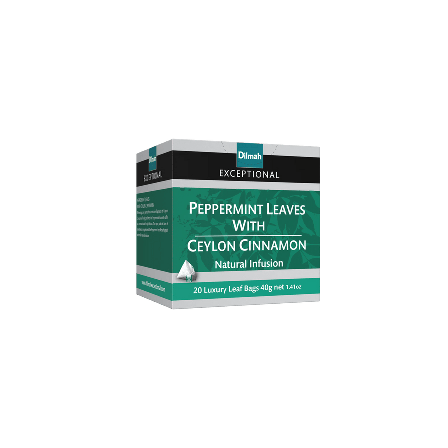 Exceptional Peppermint Leaves with Ceylon Cinnamon Natural Infusion-20 Luxury Leaf Tea Bags