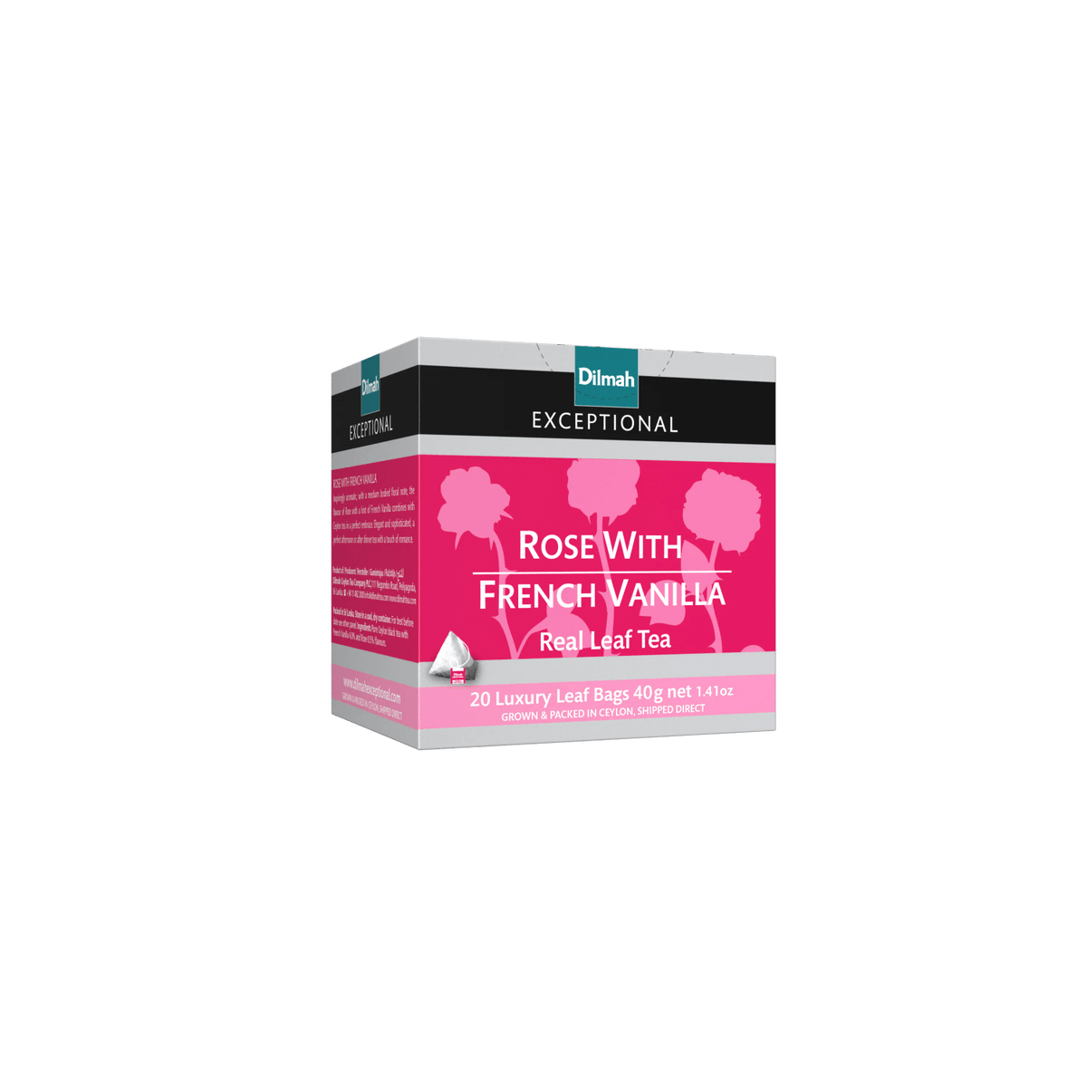 Exceptional Rose with French Vanilla Ceylon Black Tea-20 Luxury Leaf Tea Bags