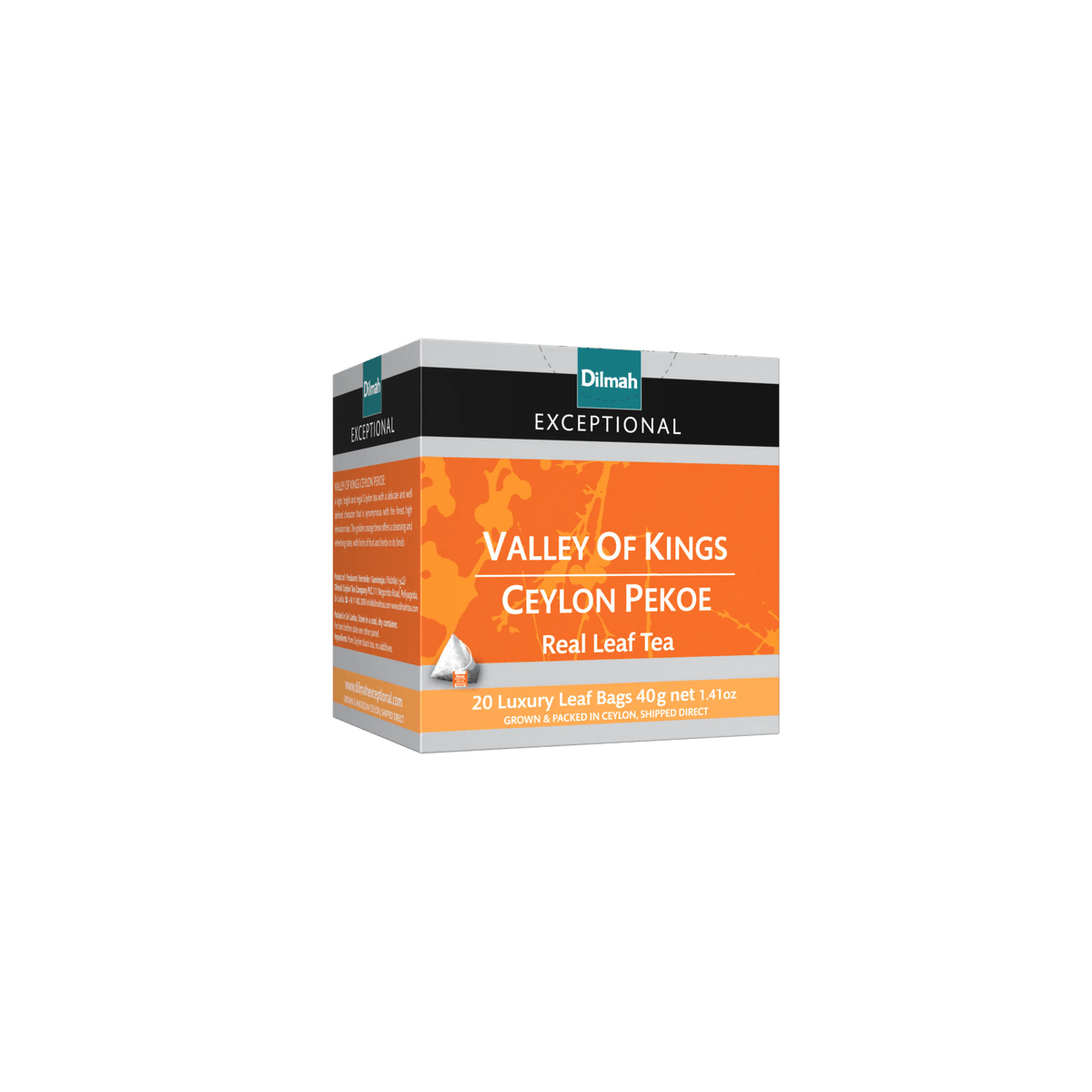 Exceptional Valley of Kings Ceylon Pekoe Black Tea-20 Luxury Leaf Tea Bags