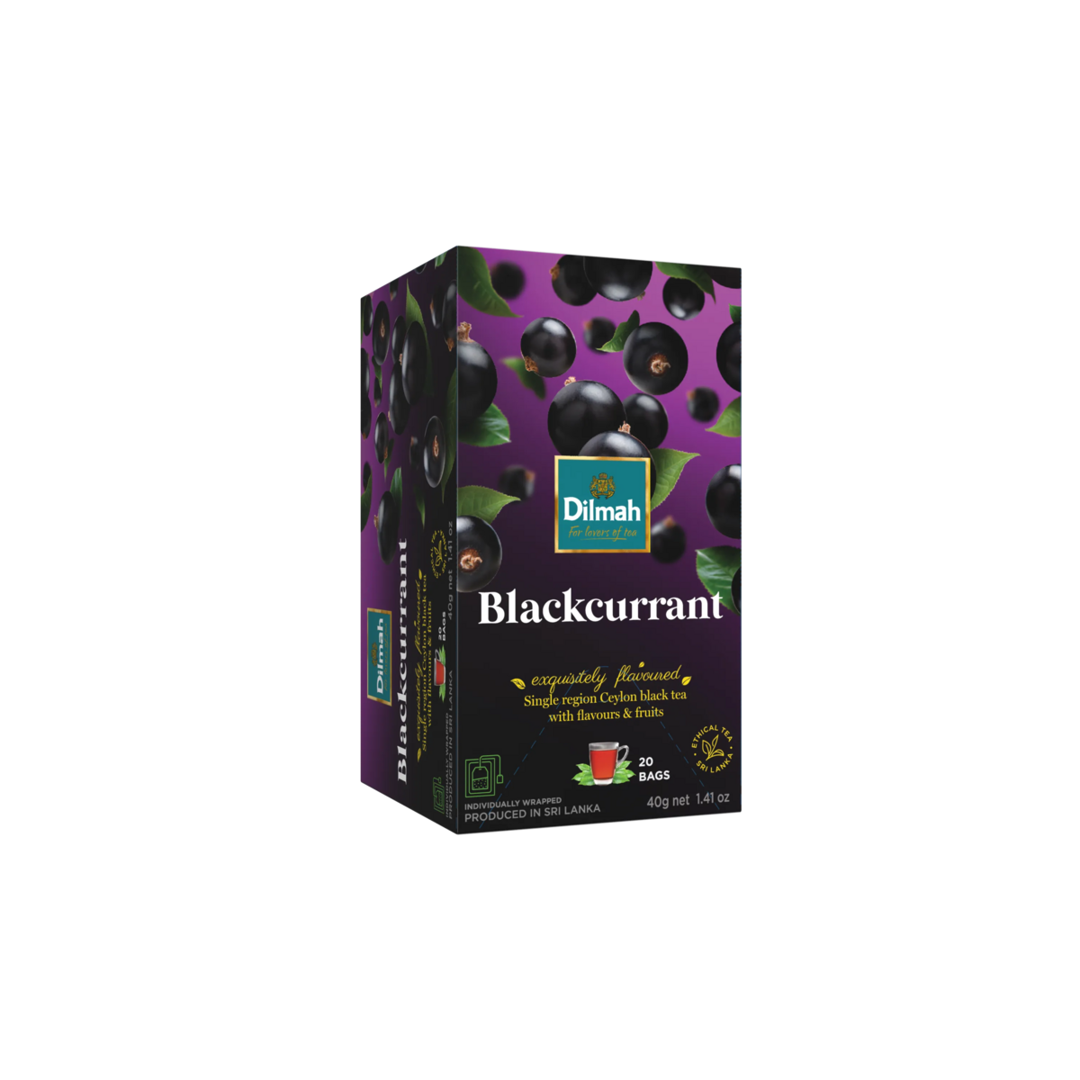 EFT Blackcurrant Ceylon Black Tea-20 Individually Wrapped Tea Bags