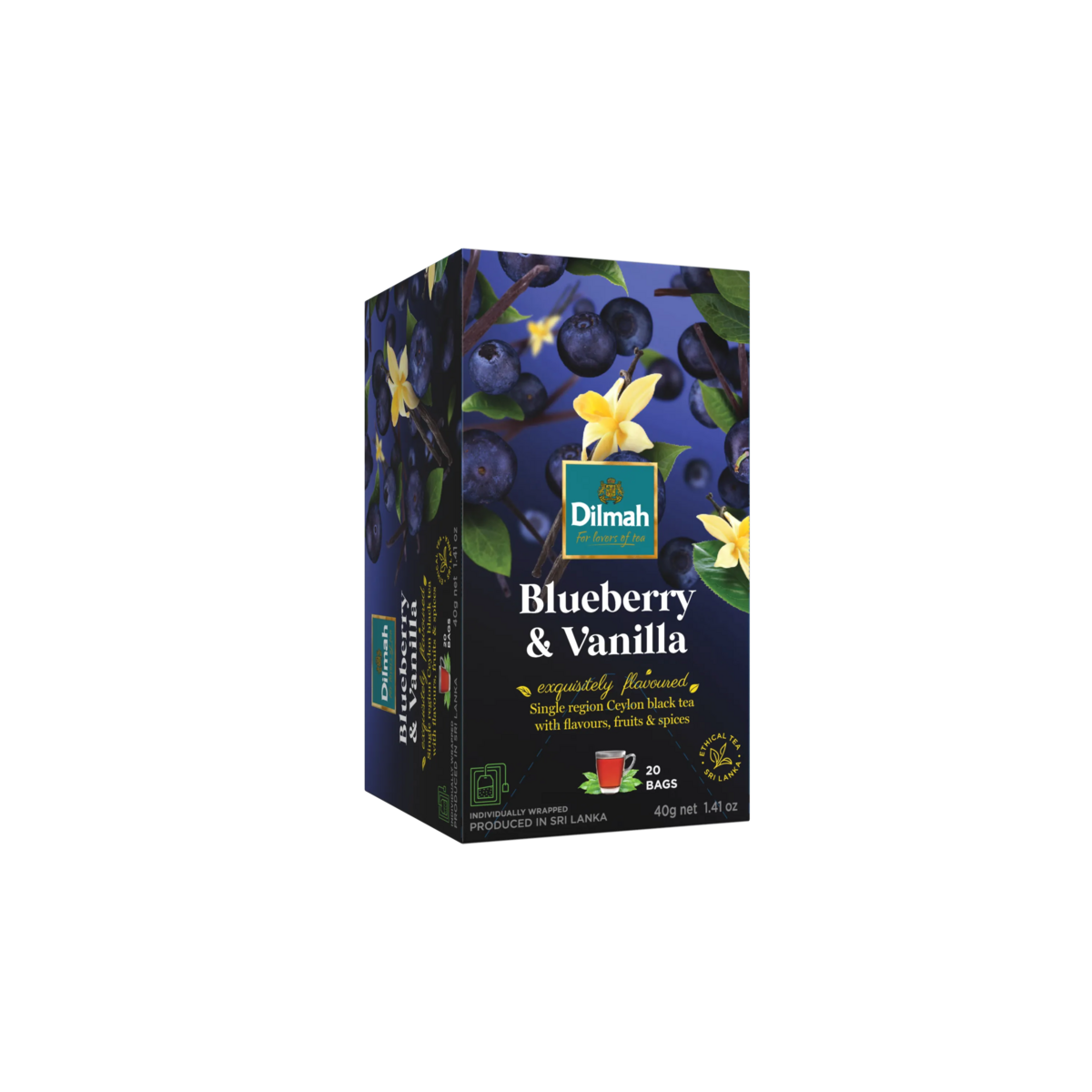 EFT Blueberry & Vanilla Ceylon Black Tea-20 Individually Wrapped Tea Bags