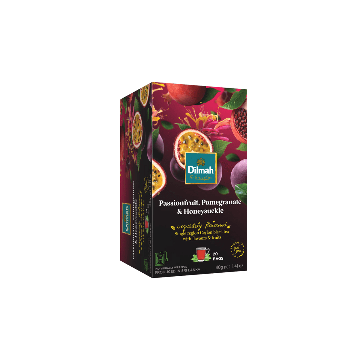 EFT Passion Fruit, Pomegranate & Honeysuckle Ceylon Black Tea-20 Individually Wrapped Tea Bags