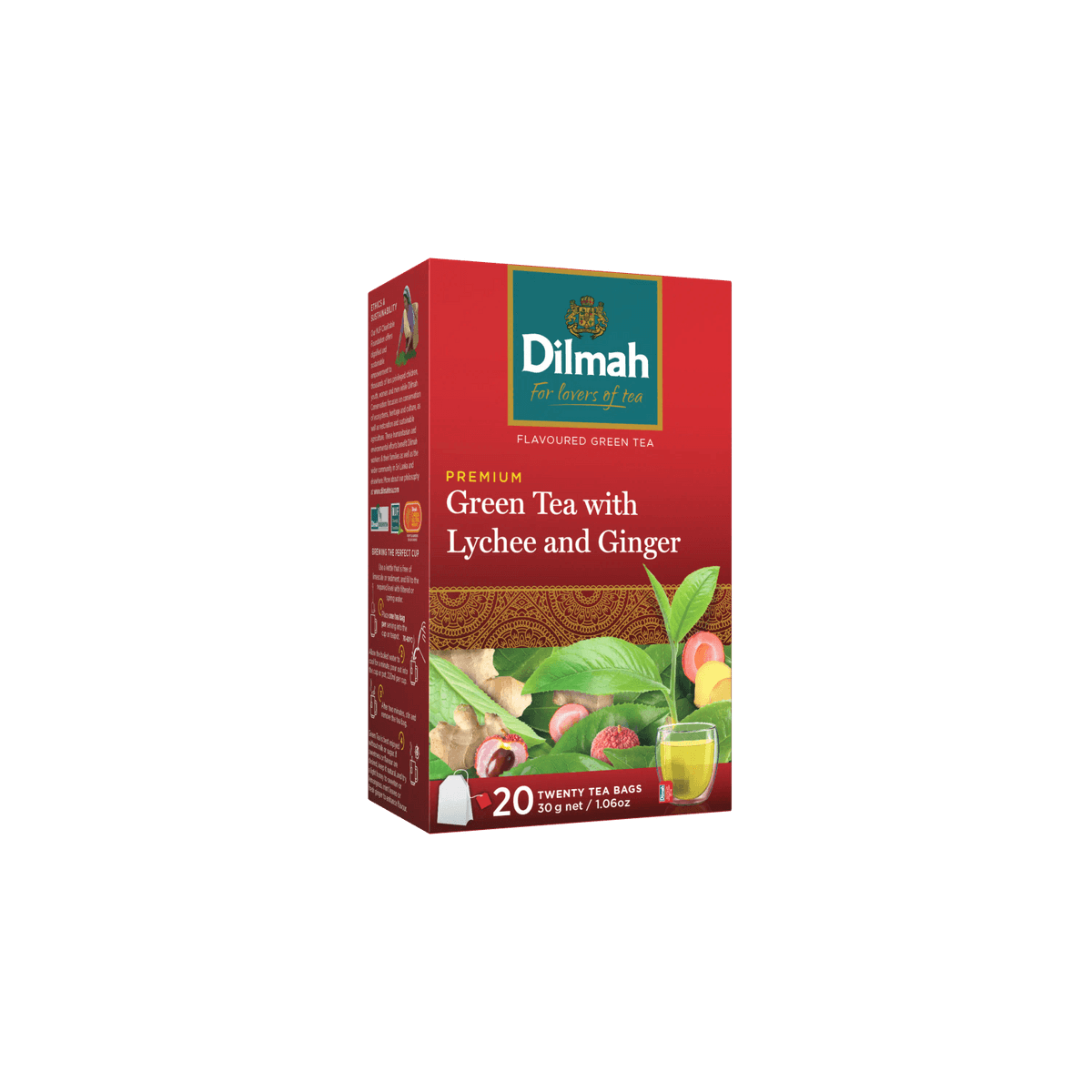 Premium Green Tea With Ginger And Lychee-20 Tea Bags with Tag