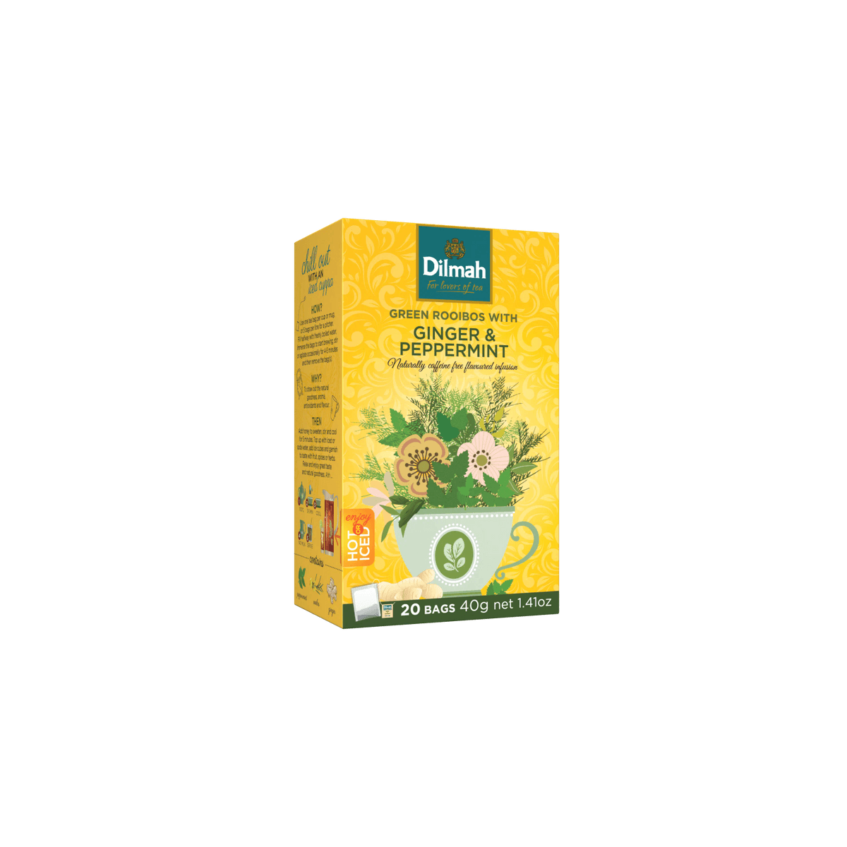 Green Rooibos Ginger & Peppermint Infusion-20 Tea Bags with Tag