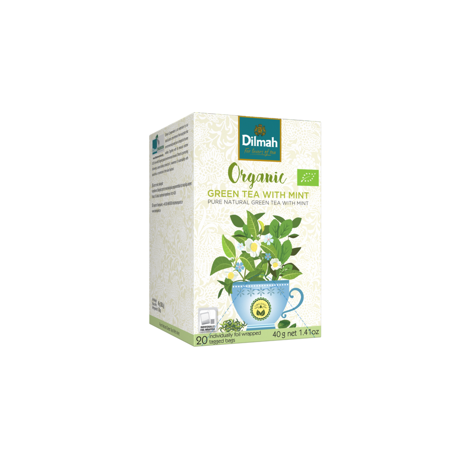 Organic Green Tea with Mint-20 Individually Wrapped Tea Bags