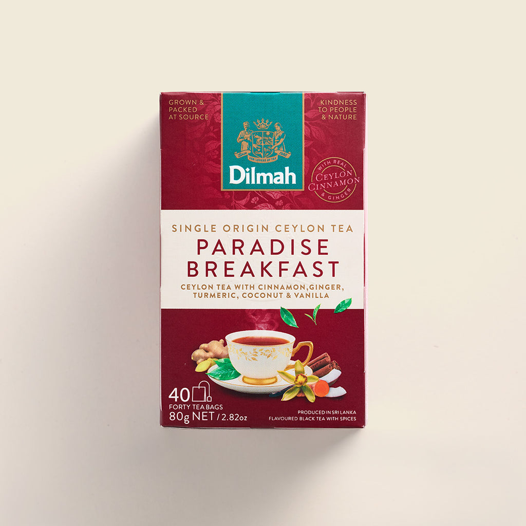 Dilmah Paradise Breakfast Ceylon Black Tea with Turmeric, Ceylon Cinnamon & Ginger 40 Tea Bags