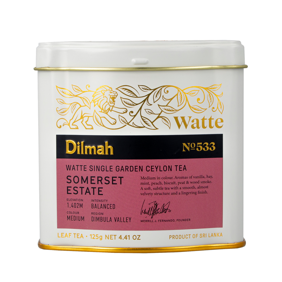 Dilmah Somerset Estate Watte Ceylon Black Tea Tin Caddy 125g Loose Leaf, Single Garden, High-Grown