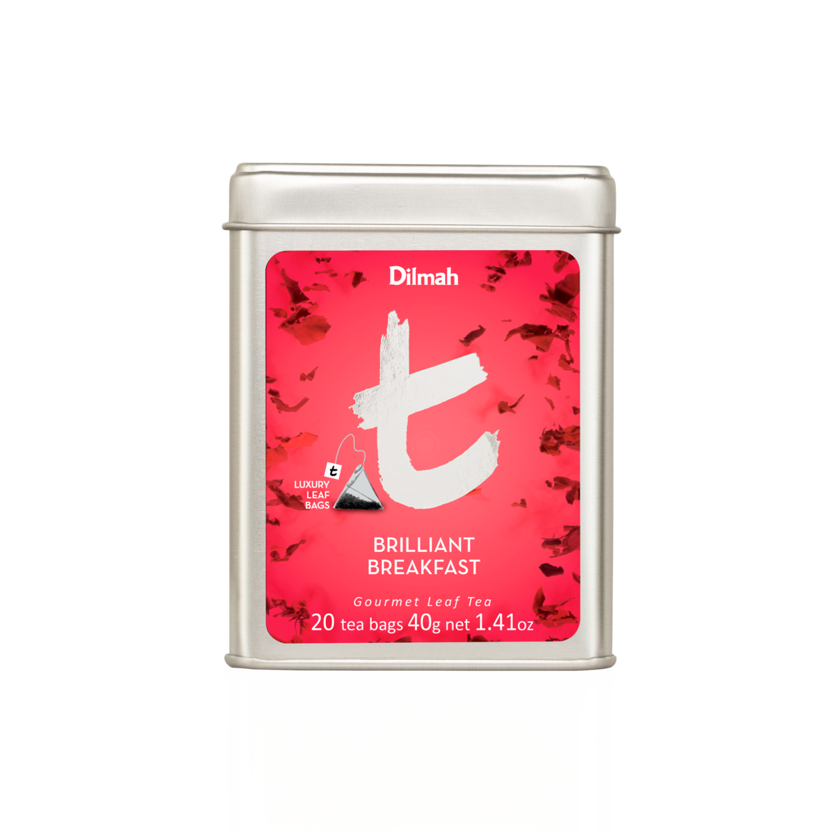 t-Series Brilliant Breakfast Ceylon Black Tea Tin Caddy-20 Luxury Leaf Tea Bags