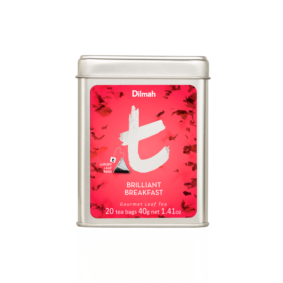t-Series Brilliant Breakfast Ceylon Black Tea Tin Caddy-20 Luxury Leaf Tea Bags