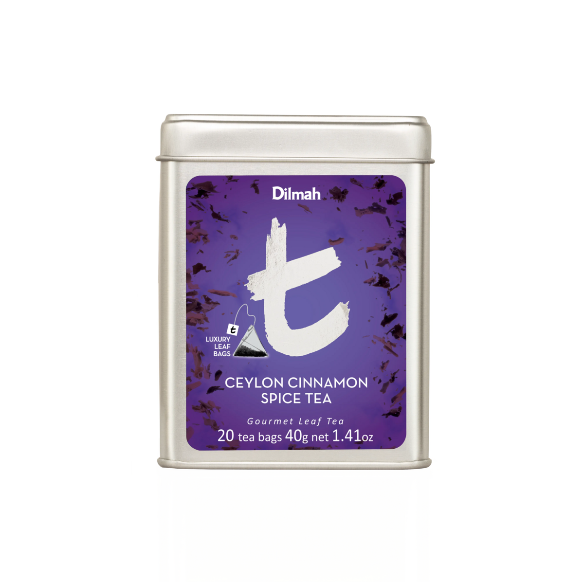 t-Series Ceylon Cinnamon Spice Black Tea Tin Caddy-20 Luxury Leaf Tea Bags