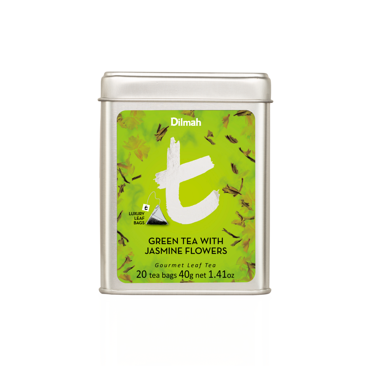 t-Series Green Tea with Jasmine Flowers Tin Caddy-20 Luxury Tea Bags