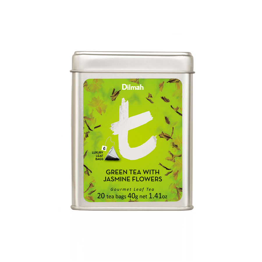 t-Series Green Tea with Jasmine Flowers Tin Caddy-20 Luxury Tea Bags