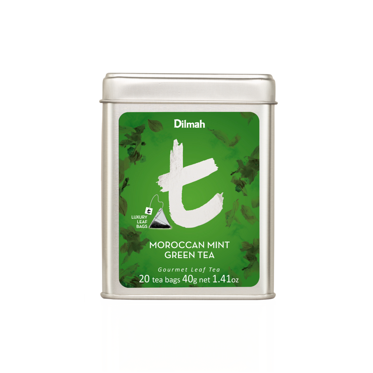 t-Series Moroccan Mint Green Tea Tin Caddy-20 Luxury leaf Tea Bags