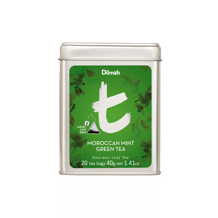 t-Series Moroccan Mint Green Tea Tin Caddy-20 Luxury leaf Tea Bags