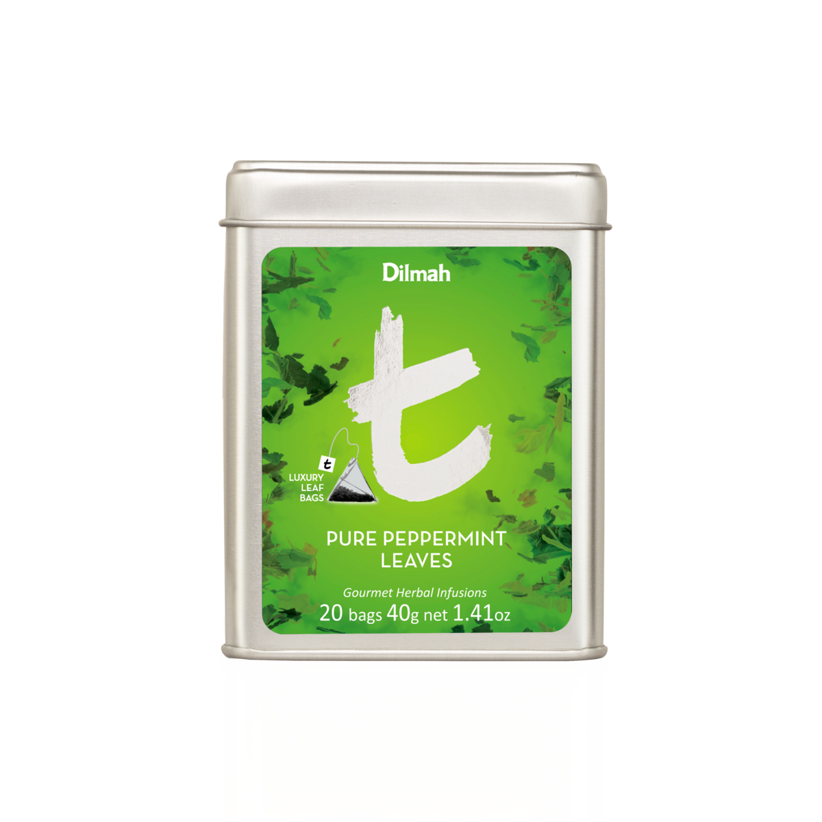 t-Series Pure Peppermint Leaves Infusion Tin Caddy-20 Luxury Leaf Tea Bags